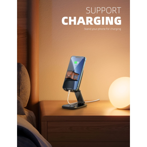 Foldable Phone Stand for Desk - Height Adjustable Cell Phone Holder Portable Cellphone Cradle Desktop Dock Compatible with iPhone 14 Pro Max Plus, 13