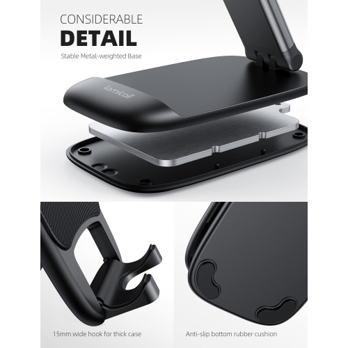 Foldable Phone Stand for Desk - Height Adjustable Cell Phone Holder Portable Cellphone Cradle Desktop Dock Compatible with iPhone 14 Pro Max Plus, 13