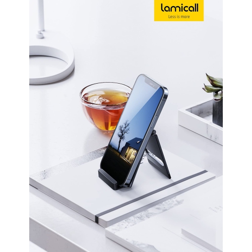 Portable Cell Phone Stand - Aluminum Foldable Phone Stand for Desk, Small Pocket Travel Design, Adjustable Mobile Holder Compatible with iPhone 14 13