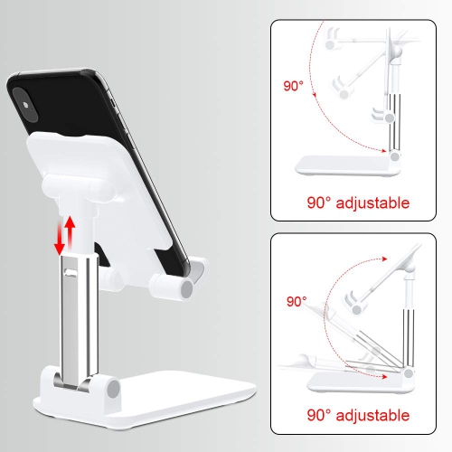 2 Pack Desktop Cell Phone Holder, Foldable Smart Phone Stand Mobile Phone Mount for Desk Compatible with All Cellphones