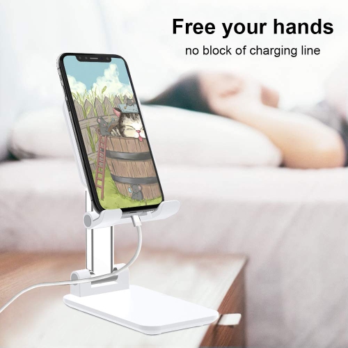 2 Pack Desktop Cell Phone Holder, Foldable Smart Phone Stand Mobile Phone Mount for Desk Compatible with All Cellphones
