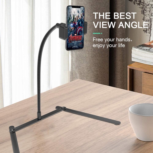 Adjustable Overhead Cellphone Holder,Desk Tripod with Cellphone Mount,Table Top Teaching Online Stand for Live Streaming and Online Video and Food