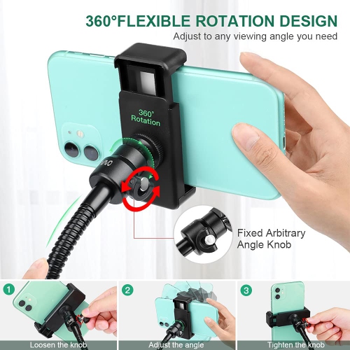 Adjustable Overhead Cellphone Holder,Desk Tripod with Cellphone Mount,Table Top Teaching Online Stand for Live Streaming and Online Video and Food