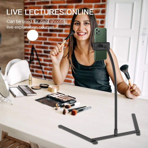 Adjustable Overhead Cellphone Holder,Desk Tripod with Cellphone Mount,Table Top Teaching Online Stand for Live Streaming and Online Video and Food