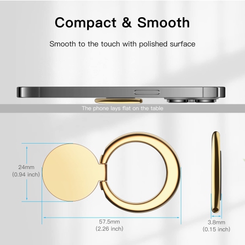 Cell Phone Ring Holder, 360 Degree Rotation Metal Finger Grip Adjustable Cellphone Stand for Magnetic Car Mount, Compatible with iPhone, Galaxy,