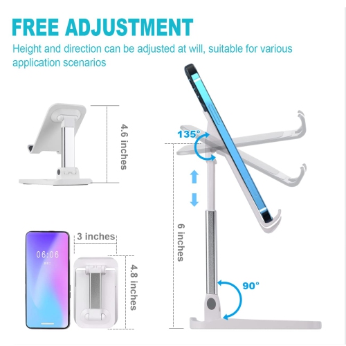 Cell Phone Stand, Adjustable Phone Holder, Folding Phone Stands, Angle Height Phone Dock Cradle Holder for Desk, Compatible with All Mobile Phone,