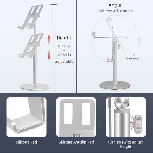 Cell Phone Stand for Desk, Adjustable Tablet StandPortable Cell Phone Stand, Made of Aluminum, Super Stable, Compatible with Cell Phone Suitable for