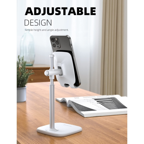 Cell Phone Stand, Desk Phone Holder - Height Angle Adjustable Mobile Phone Stand, Cradle, Dock for Desktop, Office, Compatible with All 4-10''