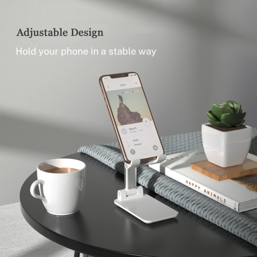 Cell Phone Stand for Desk,Foldable iPad Holder Height Angle Adjustable Cell Phone Stand,Portable Desktop Phone Holder Compatible with iPhone 13 12