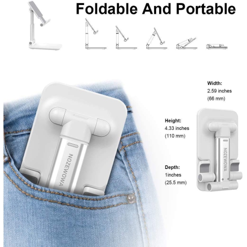 Cell Phone Stand for Desk,Foldable iPad Holder Height Angle Adjustable Cell Phone Stand,Portable Desktop Phone Holder Compatible with iPhone 13 12