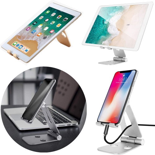 Adjustable Cell Phone Stand, Foldable Aluminum Desktop Phone Holder Cradle Dock Compatible with iPhone 11 Pro Xs Xs Max Xr X 8 7 6 Plus, Samsung and