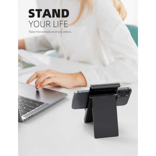 Adjustable Cell Phone Stand - Foldable Portable Holder Cradle for Desk, Desktop Charging Dock Compatible with Phone 12 Mini 11 Pro XS Max XR X 8 7 6S