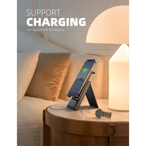 Adjustable Cell Phone Stand - Foldable Portable Holder Cradle for Desk, Desktop Charging Dock Compatible with Phone 12 Mini 11 Pro XS Max XR X 8 7 6S