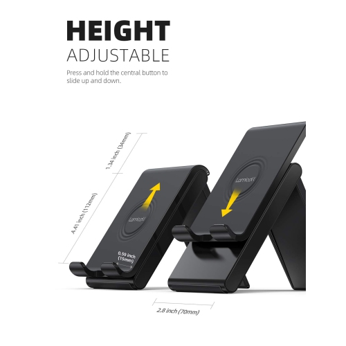 Adjustable Cell Phone Stand - Foldable Portable Holder Cradle for Desk, Desktop Charging Dock Compatible with Phone 12 Mini 11 Pro XS Max XR X 8 7 6S