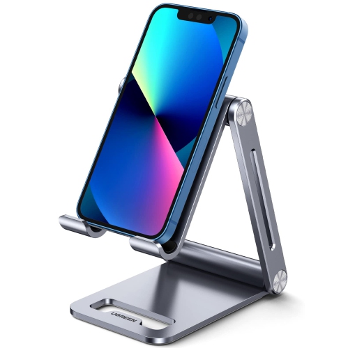 HLD  Cell Phone Stand for Desk, Foldable Adjustable Aluminum Phone Stand Desktop Compatible for Iphone 14 13 12 Pro Max, Iphone 11 X Se Xs Xr 8 Plus