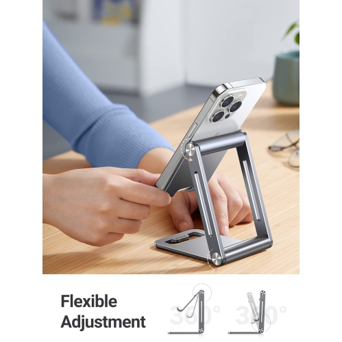 Cell Phone Stand for Desk, Foldable Adjustable Aluminum Phone Stand Desktop Compatible for iPhone 14 13 12 Pro Max, iPhone 11 X SE XS XR 8 Plus,