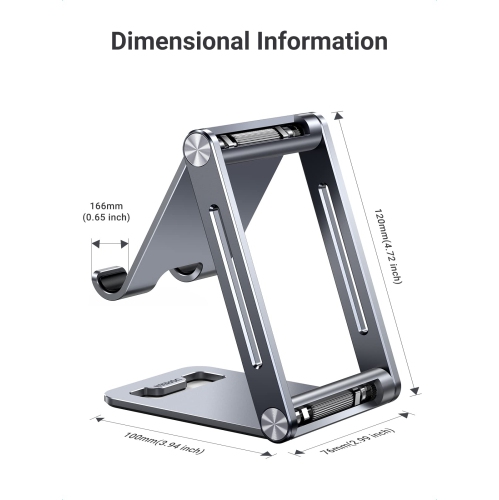 Cell Phone Stand for Desk, Foldable Adjustable Aluminum Phone Stand Desktop Compatible for iPhone 14 13 12 Pro Max, iPhone 11 X SE XS XR 8 Plus,