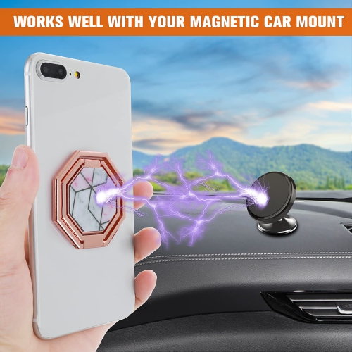 Cell Phone Ring Holder Finger Kickstand, Foldable 360° Rotation Cellphone Stand for Desk, Magnetic Car Mount, for Phone Back Grip Office Desktop