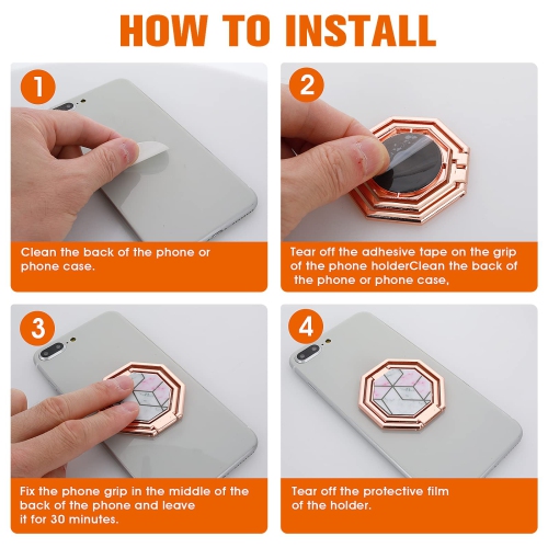 Cell Phone Ring Holder Finger Kickstand, Foldable 360° Rotation Cellphone Stand for Desk, Magnetic Car Mount, for Phone Back Grip Office Desktop