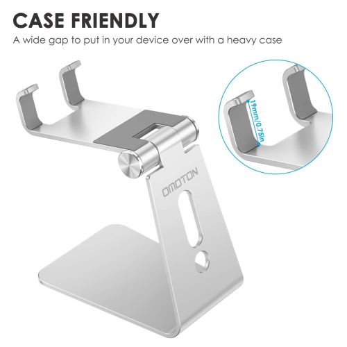 Phone Stand, Adjustable Aluminum Cell Phone Stand for Desk, Compatible with iPhone, Samsung, Google and More Devices, Silver