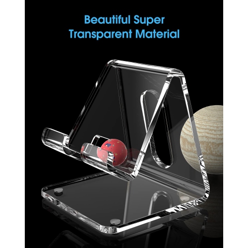 Acrylic Cell Phone Stand for Desk, Phone Holder, Dock, Cradle Compatible with iPhone 13 Pro Max 11 12 XR 7 8 Plus, Samsung Galaxy, Smartphone, Desk