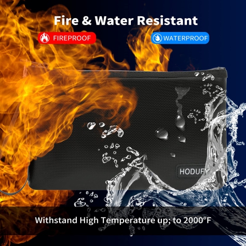 Fireproof Money Bag, Fireproof Document Bags, Fireproof Bag, Money Bag, Bank Cash Bag with Zipper & Strap, Suitable for A5 Documents, Bank Inventory,