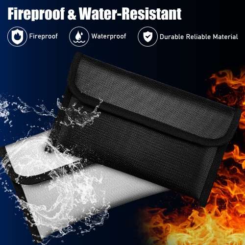 Paquet de 6 petits sacs ignifumables 8 x 5 po Pochette à billets étanche à l’épreuve du feu porte-billets avec fermeture à glissière en silicone