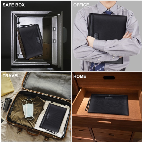 Fireproof File Bag with Lock, 14x10” Fireproof and Splash-Proof Document Bags, Fire Safe Storage Pouch with Zipper Closure for Cash Credit Card