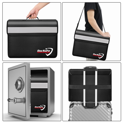 Fireproof Document Bag with Multiple Pockets,DocSafe Large File Organizer Bag Fireproof Safe Money Bag Important Document Holder Home Office Portable
