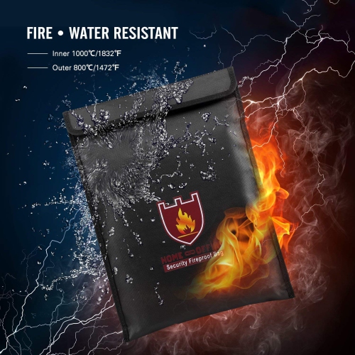 Fireproof Money & Document Bag, Sepanda 15" x 11" Fire Water Resistant Cash Envelope Holder, Protect Your Valuables, Documents, Files, Passport,