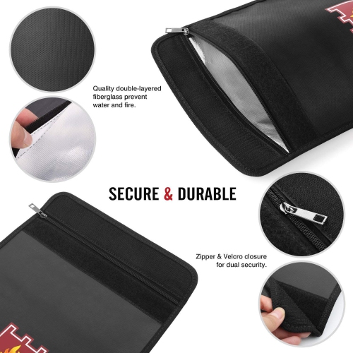 Fireproof Money & Document Bag, Sepanda 15" x 11" Fire Water Resistant Cash Envelope Holder, Protect Your Valuables, Documents, Files, Passport,