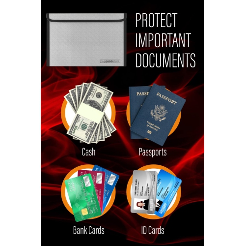 Sac sécuritaire ignifuge pour documents 8 x 5 po Protégez argent, passeports, contrats et certificats