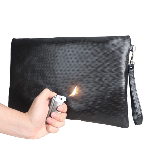 FIREDOG Fireproof Document Bag with Lock, Fireproof Waterproof Money Bag Safe Storage Pouch for A4 Documents, File,Cash and Valuables(Black, 14”x10”)