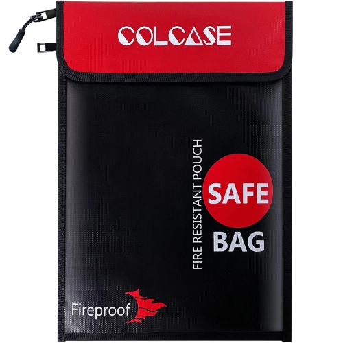 COLCASE Upgraded 2 Pockets Fireproof Document Bag15 x 11 Inches Silicone Coated Fireproof and Waterproof Money Bag Fireproof Safe Storage for Money,