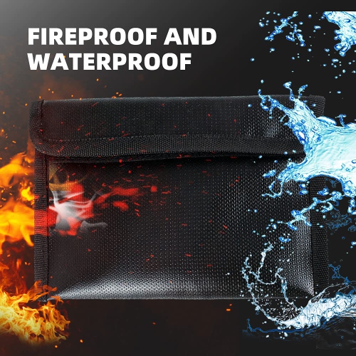 Small Fireproof and Waterproof Safe Bag, Non-Itchy Fireproof Money Bag, Fireproof Wallet for Valuables, Money, Cash, Passport and Keys