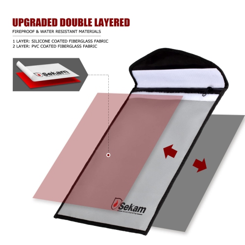 SEKAM Fireproof Document Bag, Fireproof Money Bag, Fireproof Envelope Cash Bag, Waterproof & Fire Safe Bag for A4 Documents, Legal Size Document with