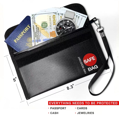 COLCASE Fireproof Money Bag(8.3x5 inches), 2 Pack Fireproof and Waterproof Cash Bag with Zipper, Fireproof Money Safe Pouch Envelope Container for