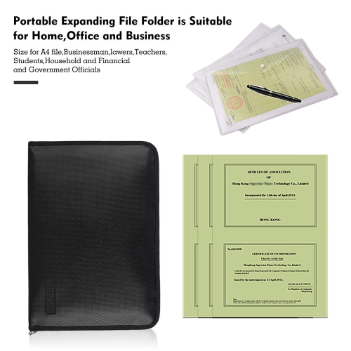 Fireproof File Folder Fireproof Fire and Water Resistant Money Document Bag with A4 Size 13 Pockets Zipper Closure Non-Itchy Silicone Coated Portable