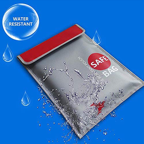 Fireproof Money Safe Document Bag 15" x 11" Non-Itchy Silicone Coated Fire Resistant Waterproof Money Bag Safe Storage for Money, Documents, Jewelry