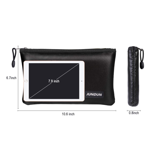 JUNDUN Fireproof Money Bag, 10.6"x6.7" Fireproof and Waterproof Cash Bag with Zipper Closure,Fireproof Safe Storage Pouch Envelope for A5 File