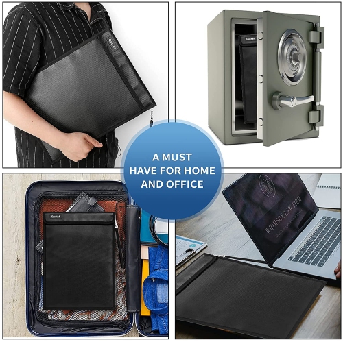 Fireproof Bag, 15 x 11 Inches Waterproof and Fireproof Money Safe Bag with Strap & Zipper, Fireproof Document Bag. Fire Safe Storage for