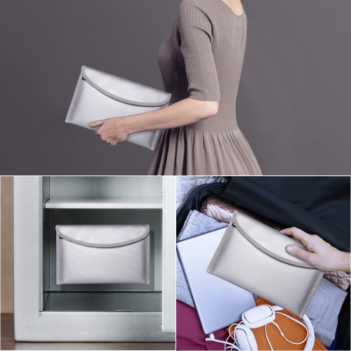 Fireproof Money Bag - 10.6 x 6.7 Inch Fireproof Wallet Bag, Waterproof Storage Pouch, Small Fireproof Safe Bag for Cash Passport Currency and Keys