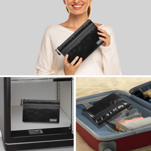 Fireproof Money Bag Two Pockets Two Zippers, Fireproof Safe Bag 10.6"x6.7" Waterproof and Fireproof Document Bag Fire Safe Pouch File Storage for A5