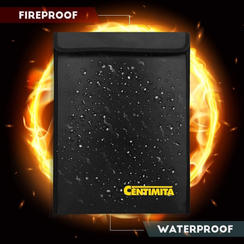 Fireproof Document Bag Waterproof Safe Folder - 2000 Money Bag with Zipper and 3 Document Protectors, 15”x11” Fire Proof/Waterproof Safe Bag,
