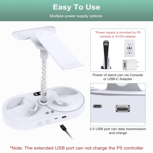 FASTSNAIL Charging Stand for Playstation VR2, Multifunction Vertical PS VR2 Headset & Sense Controllers Charge Dock Station with 10 RGB Light Modes