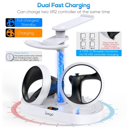 Charging Station for PS VR2 with RGB Light, GORIXER Vertical Charging Stand Dock Support for PlayStation VR2 Headset Display Accessories for PSFVR2