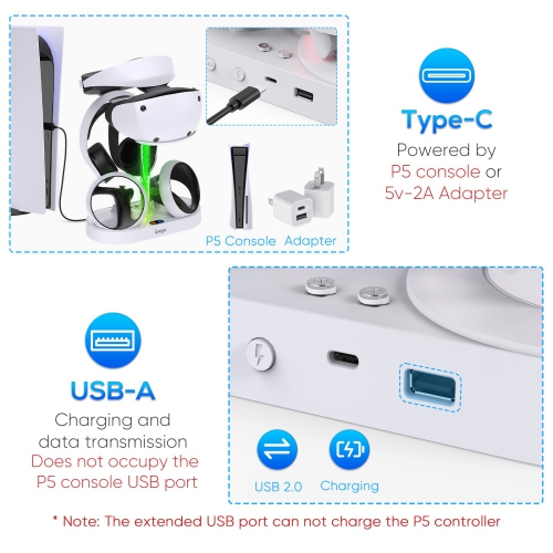 Charging Station for PS VR2 with RGB Light, GORIXER Vertical Charging Stand Dock Support for PlayStation VR2 Headset Display Accessories for PSFVR2