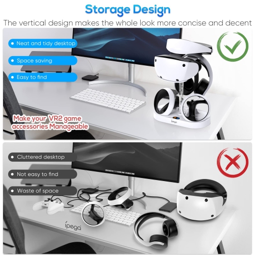 Charging Station for PS VR2 with RGB Light, GORIXER Vertical Charging Stand Dock Support for PlayStation VR2 Headset Display Accessories for PSFVR2