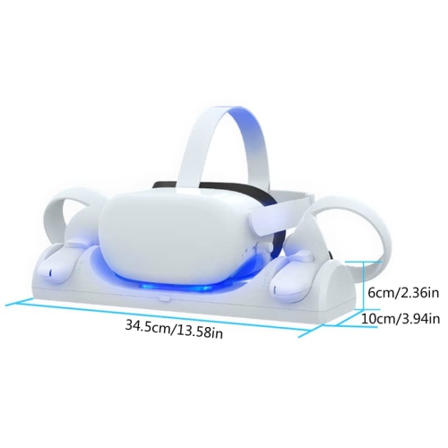 Station de recharge compatible avec Oculus Quest 2/Meta Quest 2, tête de recharge magnétique VR et manette en même temps avec voyant DEL et 2