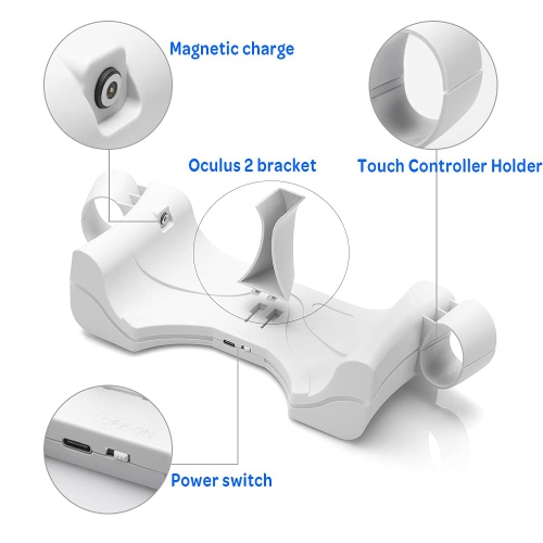 Station de recharge murale GEGEK pour Oculus Quest 2, station de recharge Oculus Quest 2 avec voyant DEL, haute vitesse, station de recharge rapide